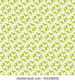 Seamless creative hand-drawn pattern of stylized flowers in white and yellow-green colors. Vector illustration.