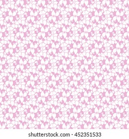 Seamless creative hand-drawn pattern of stylized flowers in white and pastel pink colors. Vector illustration.