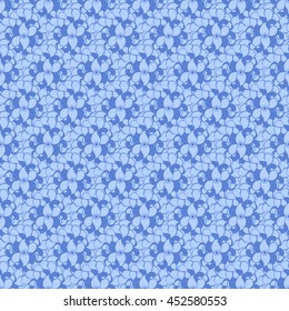 Seamless creative hand-drawn pattern of stylized flowers in pale cornflower blue and azure colors. Vector illustration.