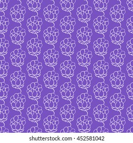 Seamless creative hand-drawn pattern of stylized flowers in white and bright violet colors. Vector illustration.