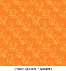 Seamless creative hand-drawn pattern of stylized flowers in yellow and orange colors. Vector illustration.