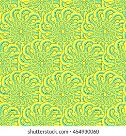 Seamless creative hand-drawn pattern of stylized flowers. Vector illustration.