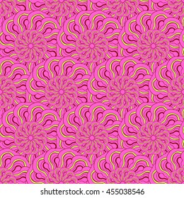 Seamless creative hand-drawn pattern of stylized flowers. Vector illustration.