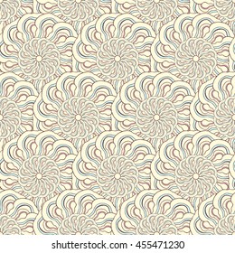 Seamless creative hand-drawn pattern of stylized flowers. Vector illustration.