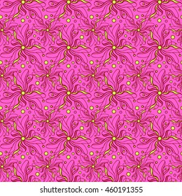 Seamless creative hand-drawn pattern of stylized flowers. Vector illustration.