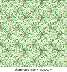 Seamless creative hand-drawn pattern of stylized flowers. Vector illustration.