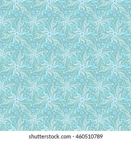 Seamless creative hand-drawn pattern of stylized flowers. Vector illustration.