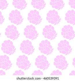 Seamless creative hand-drawn pattern of stylized flowers in white and light pink colors. Vector illustration.