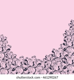 Seamless creative hand-drawn pattern of stylized flowers in pale magenta and dark purple colors. Vector illustration.