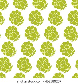 Seamless creative hand-drawn pattern of stylized flowers in white and yellow-green colors. Vector illustration.