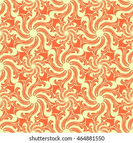Seamless creative hand-drawn pattern of stylized flowers in yellow and orange colors. Vector illustration.