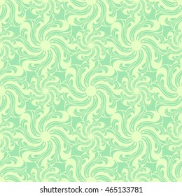Seamless creative hand-drawn pattern of stylized flowers in light yellow-green and pale lime colors. Vector illustration.