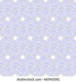 Seamless creative hand-drawn pattern of stylized flowers in white and pale lilac colors. Vector illustration.