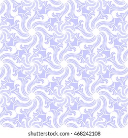 Seamless creative hand-drawn pattern of stylized flowers in white and pale lilac colors. Vector illustration.