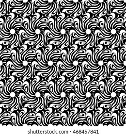 Seamless creative hand-drawn pattern of stylized flowers in black and white colors. Vector illustration.