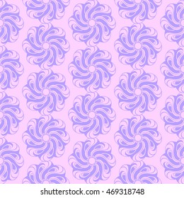 Seamless creative hand-drawn pattern of stylized flowers in light mauve and pale pink colors. Vector illustration.