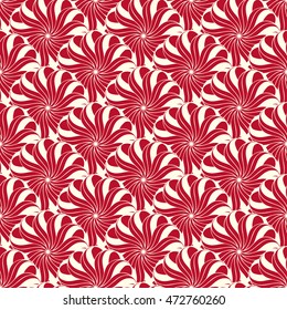 Seamless creative hand-drawn pattern of stylized flowers in pale rose and dark red colors. Vector illustration.
