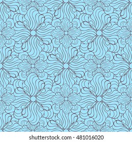 Seamless creative hand-drawn pattern of stylized flowers. Vector illustration.