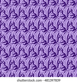 Seamless creative hand-drawn pattern of stylized flowers. Vector illustration.