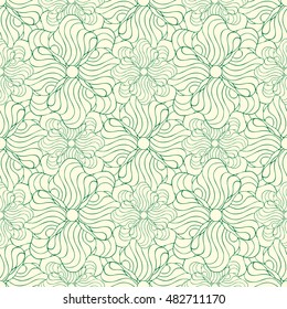 Seamless creative hand-drawn pattern of stylized flowers. Vector illustration.