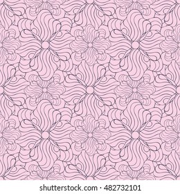 Seamless creative hand-drawn pattern of stylized flowers. Vector illustration.
