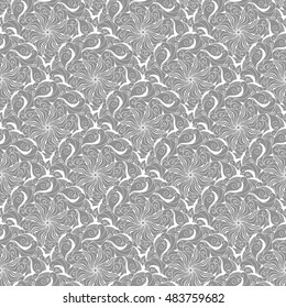 Seamless creative hand-drawn pattern of stylized flowers. Vector illustration.