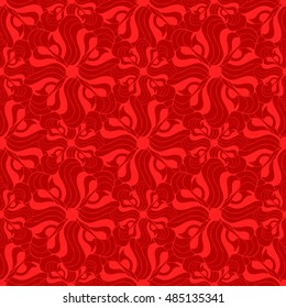 Seamless creative hand-drawn pattern of stylized flowers. Vector illustration.