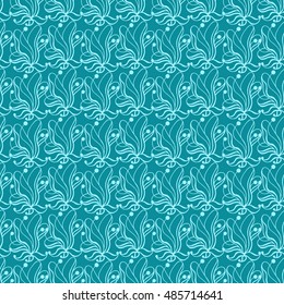 Seamless creative hand-drawn pattern of stylized flowers. Vector illustration.