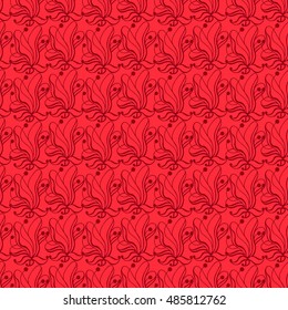 Seamless creative hand-drawn pattern of stylized flowers. Vector illustration.