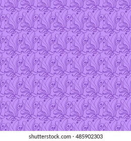 Seamless creative hand-drawn pattern of stylized flowers. Vector illustration.