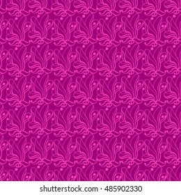 Seamless creative hand-drawn pattern of stylized flowers. Vector illustration.