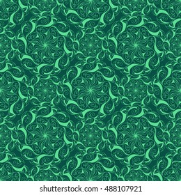 Seamless creative hand-drawn pattern of stylized flowers. Vector illustration.