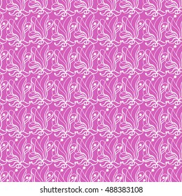 Seamless creative hand-drawn pattern of stylized flowers. Vector illustration.