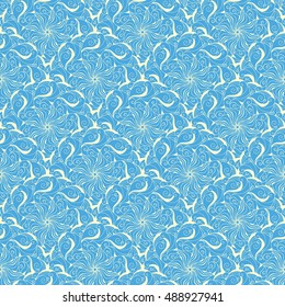 Seamless creative hand-drawn pattern of stylized flowers. Vector illustration.