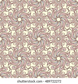 Seamless creative hand-drawn pattern of stylized flowers. Vector illustration.