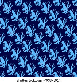 Seamless creative hand-drawn pattern of stylized flowers. Vector illustration.