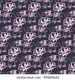 Seamless creative hand-drawn pattern of stylized flowers. Vector illustration.