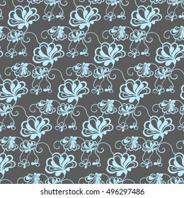 Seamless creative hand-drawn pattern of stylized flowers. Vector illustration.
