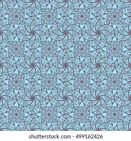 Seamless creative hand-drawn pattern of stylized flowers. Vector illustration.