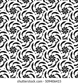 Seamless creative hand-drawn pattern of stylized flowers in black and white colors. Vector illustration.
