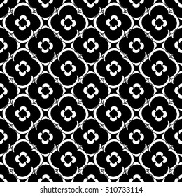 Seamless creative hand-drawn pattern of stylized flowers in black and white colors. Vector illustration.