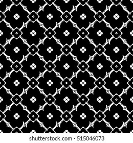 Seamless creative hand-drawn pattern of stylized flowers in black and white colors. Vector illustration.