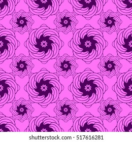 Seamless creative hand-drawn pattern of stylized flowers. Vector illustration.