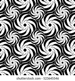 Seamless creative hand-drawn pattern of stylized flowers in black and white colors. Vector illustration.