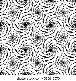 Seamless creative hand-drawn pattern of stylized flowers in black and white colors. Vector illustration.