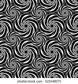 Seamless creative hand-drawn pattern of stylized flowers in black and white colors. Vector illustration.