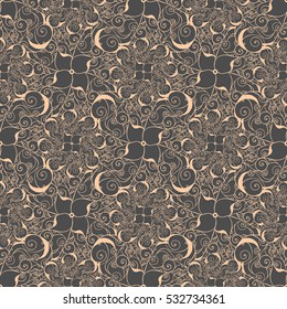 Seamless creative hand-drawn pattern of stylized flowers. Vector illustration.
