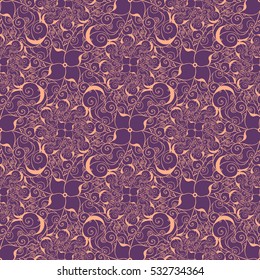 Seamless creative hand-drawn pattern of stylized flowers. Vector illustration.
