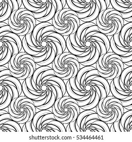 Seamless creative hand-drawn pattern of stylized flowers in black and white colors. Vector illustration.