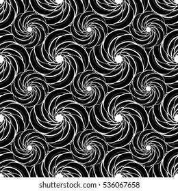 Seamless creative hand-drawn pattern of stylized flowers in black and white colors. Vector illustration.